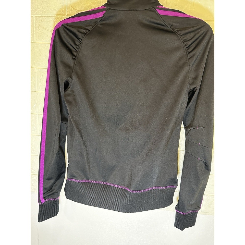 NEW Adidas‎ Long Sleeve Full Zip Track Jacket Lightweight Black Pink Girls M 10 - Picture 2 of 5